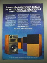 1972 Pioneer Series R Speaker Systems Ad - An Acoustic Achievement - $18.49