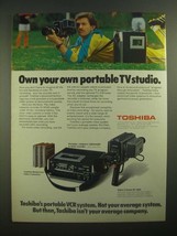 1979 Toshiba Betaformat Ad - Cassettes, V-5530 Recorder, IK-1650 Video Camera - $18.49