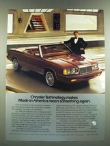 1986 Chrysler LeBaron Convertible Ad - Made in America Mean Something Again - £14.50 GBP