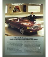 1986 Chrysler LeBaron Convertible Ad - Made in America Mean Something Again - £14.78 GBP