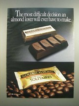 1986 Hershey's Golden Almond Chocolate Bar and Solitaires Ad - $18.49