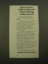 1987 American Cancer Society Ad - How to Live With Someone - £14.53 GBP