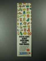 1987 Borden Stix All Ad - Glues Almost Everything Except Your Fingers - $18.49