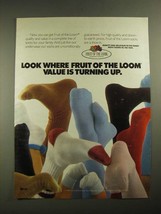 1987 Fruit of the Loom Socks Ad - Value is Turning Up - $18.49