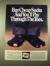 1987 Hanes Socks Ad - Buy Cheap Socks and Pay Through the Toes - £14.48 GBP