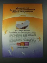 1987 Johnson & Johnson Serenity Guards Ad - Welcome News - $18.49