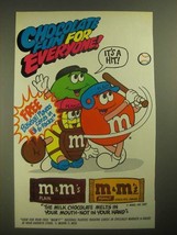 1987 M&amp;M&#39;s Candies Ad - Chocolate Fun for Everyone - Baseball - £14.78 GBP