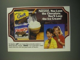 1987 Nestle Quik and Nestle Crunch Ice Cream Bars Ad - Love the Chocolate - $18.49