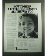 1987 Save the Children Ad - Help a Little Girl Make It All The Way - £14.54 GBP