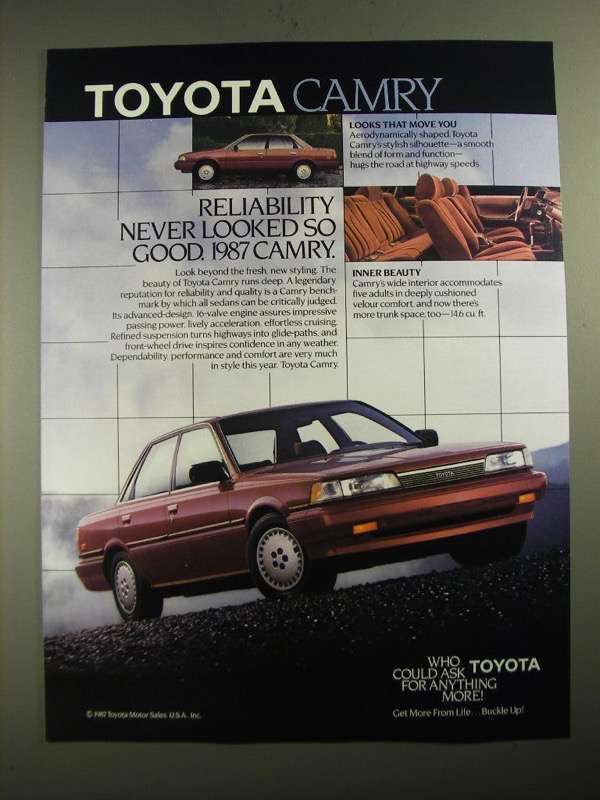Primary image for 1987 Toyota Camry Ad - Reliability Never Looked So Good