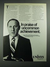 1987 Unisys Computer Systems Ad - In Praise Of Uncommon Achievement - £13.89 GBP