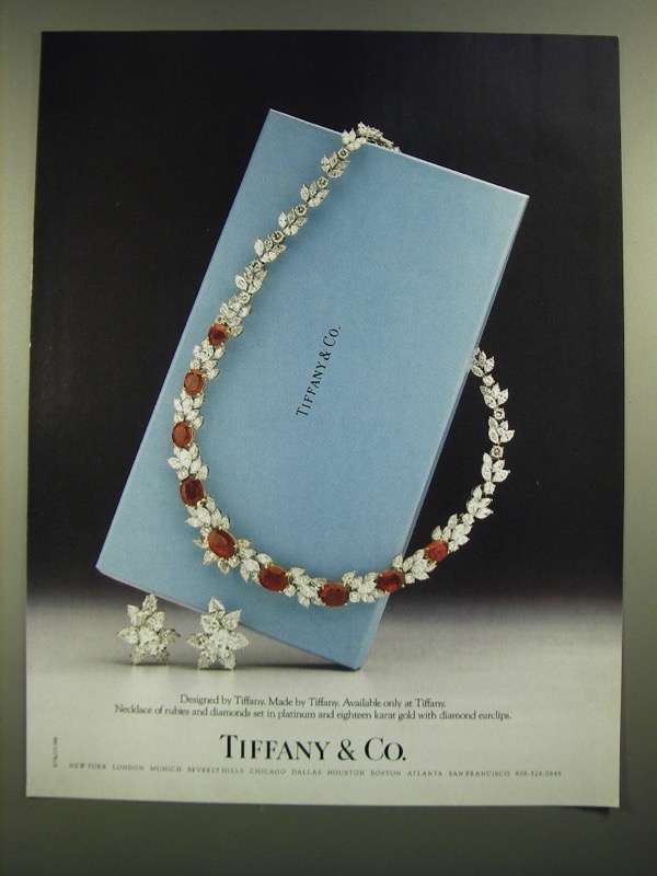 Primary image for 1988 Tiffany & Co. Ad - Necklace of Rubies,Diamonds & Earclips