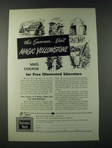 1947 Burlington Route Railroad Ad - Visit Magic Yellowstone - £14.78 GBP