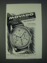 1947 Movado Chronograph Watch Ad - Winners of 165 Observatory Awards - $18.49