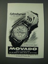 1948 Movado Calendograph Watch Ad - Time From Month to Second - $18.49