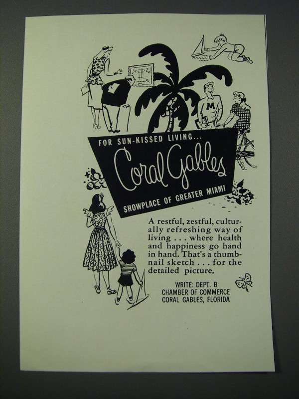 Primary image for 1948 Coral Gables Florida Ad - For Sun-Kissed Living