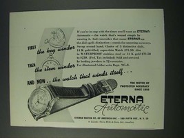 1948 Eterna Automatic Watch Ad - First the Key Winder Then the Stem Winder - $18.49