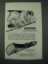 1948 Eterna Automatic Watch Ad - Picture of a Man Winding - £14.73 GBP