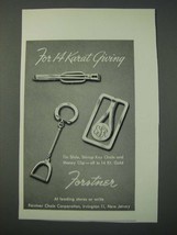 1948 Forstner Tie Slide, Stirrub Key Chain and Money Clip Ad - £14.50 GBP