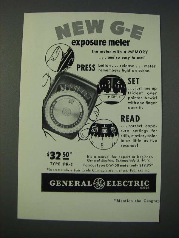 1948 General Electric DW-58 Exposure Meter Ad - $18.49