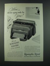 1949 Remington Rand Electric De Luxe Typewriter Ad - Works for You! - $18.49
