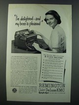 1948 Remington Quiet DeLuxe KMC Typewriter Ad - I'm Delighted - $18.49