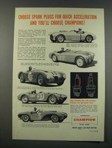 1954 Champion Spark Plugs Ad - Cunningham,  Jaguar 120 C, Lancia, Ferrari - £14.78 GBP