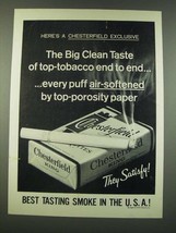 1960 Chesterfield King Cigarettes Ad - Big Clean Taste of Top-Tobacco - £13.82 GBP