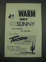 1960 Tucson Arizona Ad - Warm Dry Sunny - £14.78 GBP