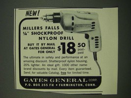 1962 Millers Falls 1/4&quot; Shockproof Nylon Drill Ad - $18.49
