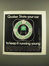 1967 Quaker State Motor Oil Ad - Keep it Running Young - £14.61 GBP