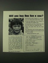 1965 Save the Children Federation Ad - Will You Buy Boo Sun a Cow? - £14.78 GBP