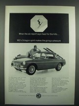 1966 MG MGB Car Ad - Ski Report Says Head for the Hills - £13.89 GBP