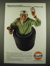 1967 Gulf Travel Card Ad - Put on New Tires for Vacation Driving - $18.49