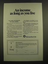 1969 Metropolitan Life Insurance Ad - An Income as Long as You Live - £14.78 GBP