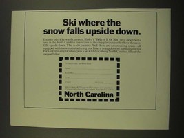 1969 North Carolina Tourism Ad - Ski Where the Snow Falls Upside Down - £14.54 GBP