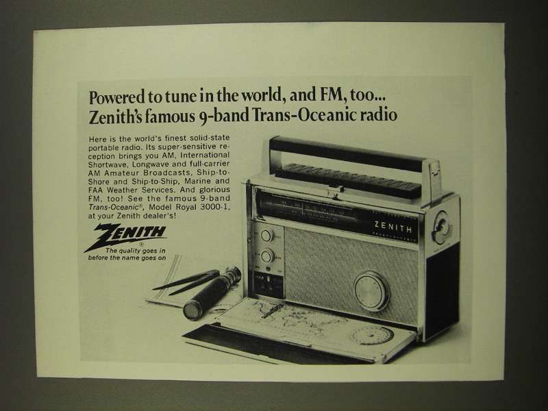 1969 Zenith Model Royal 3000-1 Trans-Oceanic Radio Ad - $18.49