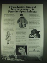 1985 The Peruvian Connection Fashion Ad - How a Kansas farm girl became - $18.49