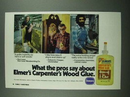 1976 Borden Elmer's Carpenter's Wood Glue Ad - What the Pros Say - $18.49