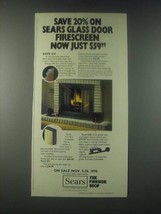 1978 Sears Glass Door Firescreen Ad - $18.49