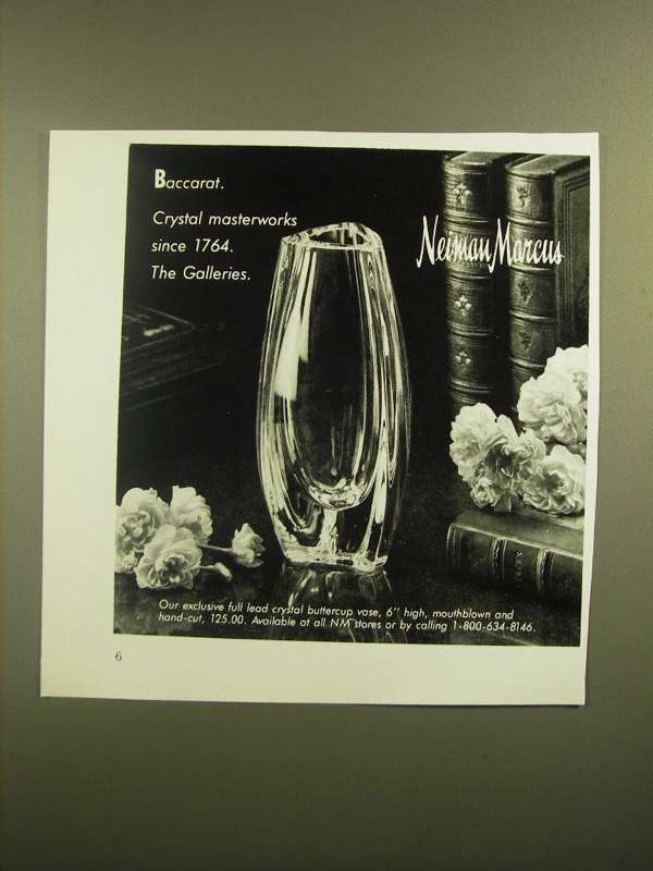 1988 Neiman Marcus Baccarat Crystal Buttercup Vase Ad - $18.49