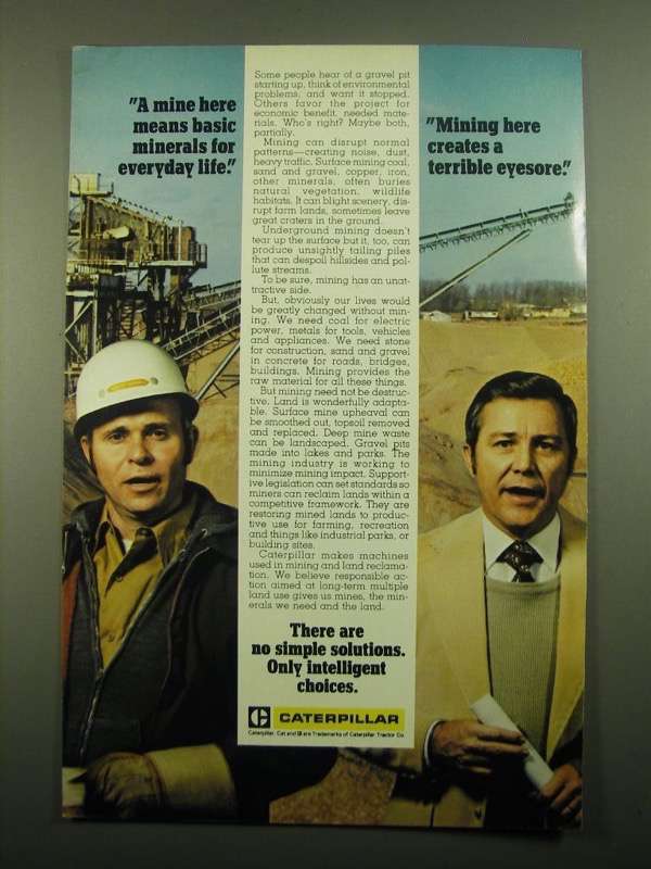 1980 Caterpillar Tractor Co. Ad - A Mine Here Means Basic Minerals - $18.49