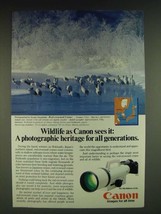 1985 Canon F-1 Camera and FD 150-600mm f/5.6L Lens Ad - Red-Crowned Crane - £14.50 GBP