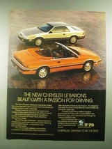 1988 Chrysler LeBaron Cars Ad - With a Passion for Driving - £14.55 GBP