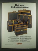 1988 Hartmann Mountain Blue Tweed and Smokey Blue Packcloth Luggage Ad - £14.57 GBP