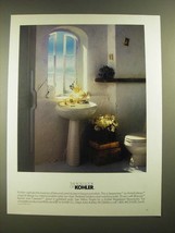 1988 Kohler Serpentine Pedestal Lavatory and Matching Toilet Ad - $18.49