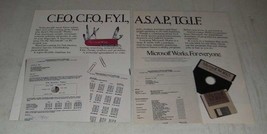 1988 Microsoft Works Software Ad - C.E.O., C.F.O., F.Y.I. - $18.49