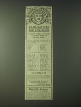 1900 Harvard University and Radcliffe College Ad - Examinations for Admission - $18.49