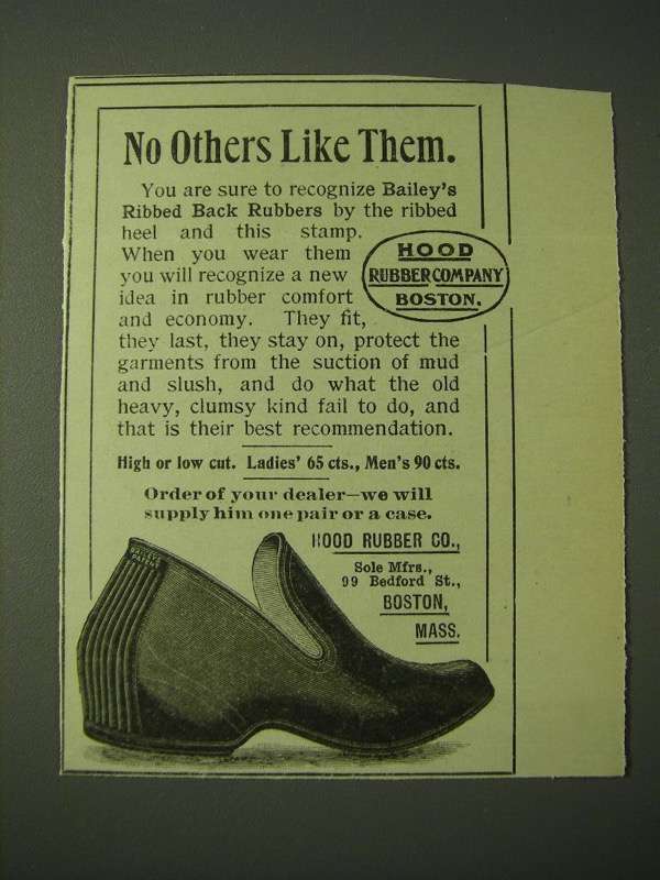1900 Hood Rubber Co. Bailey's Ribbed Back Rubbers Ad - No others like them - $18.49