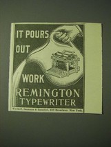 1900 Remington Typewriter Ad - It pours out work - $18.49
